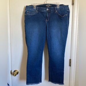 Torrid Medium Wash Cropped Boyfriend Raw Hem Denim Jeans